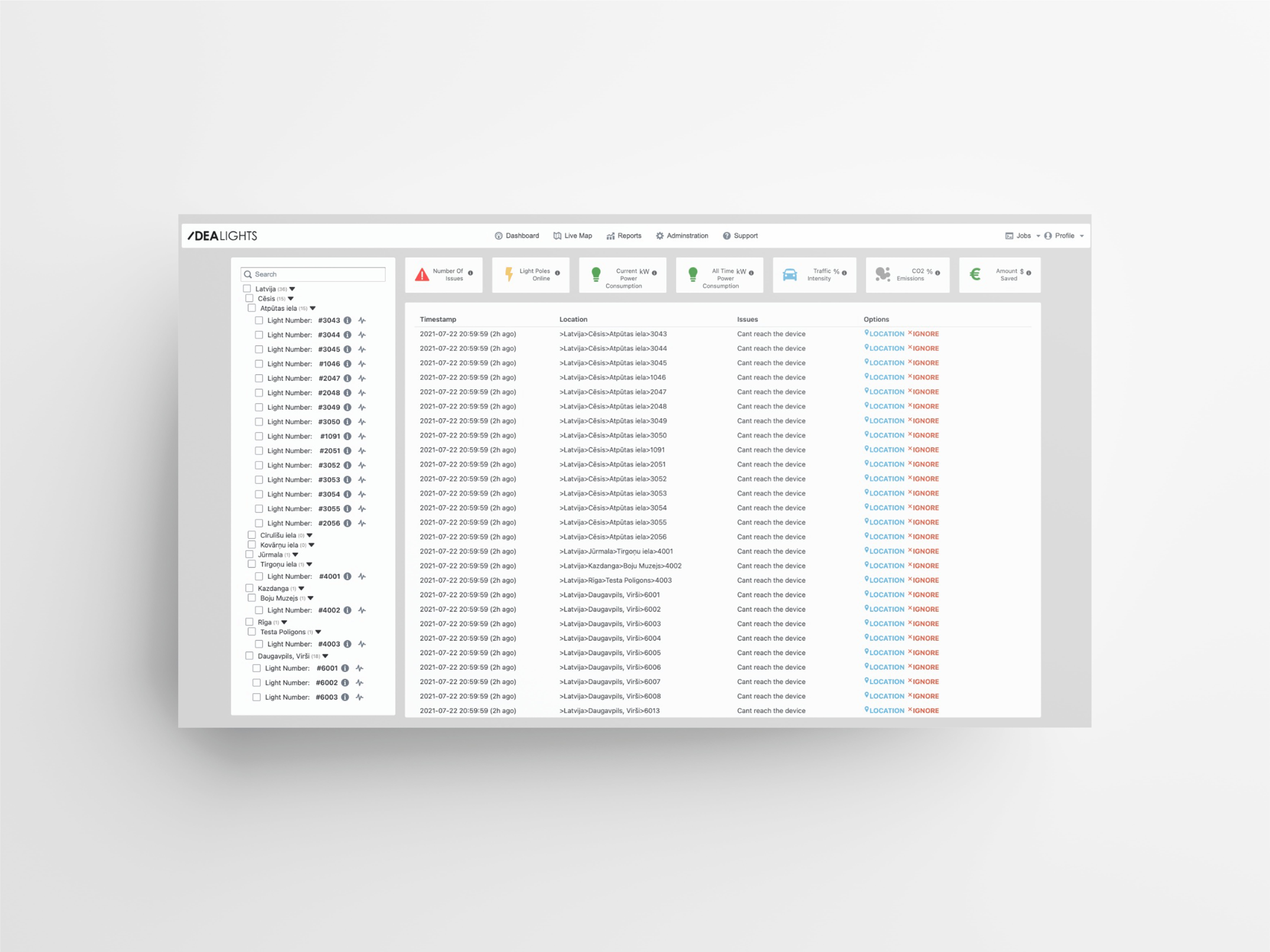 Screenshot of Idea Lights web platform.